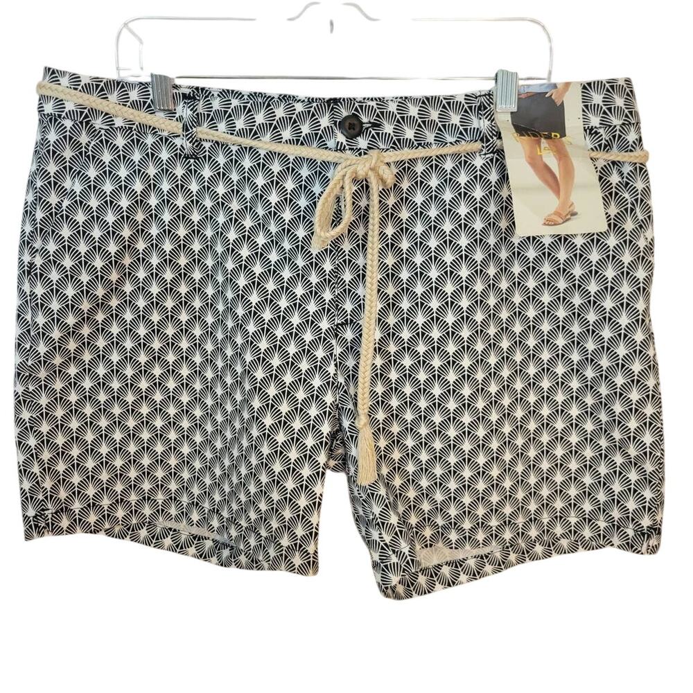 NEW Riders by Lee Black White Belted Mid Rise Shorts Women's Size Medium